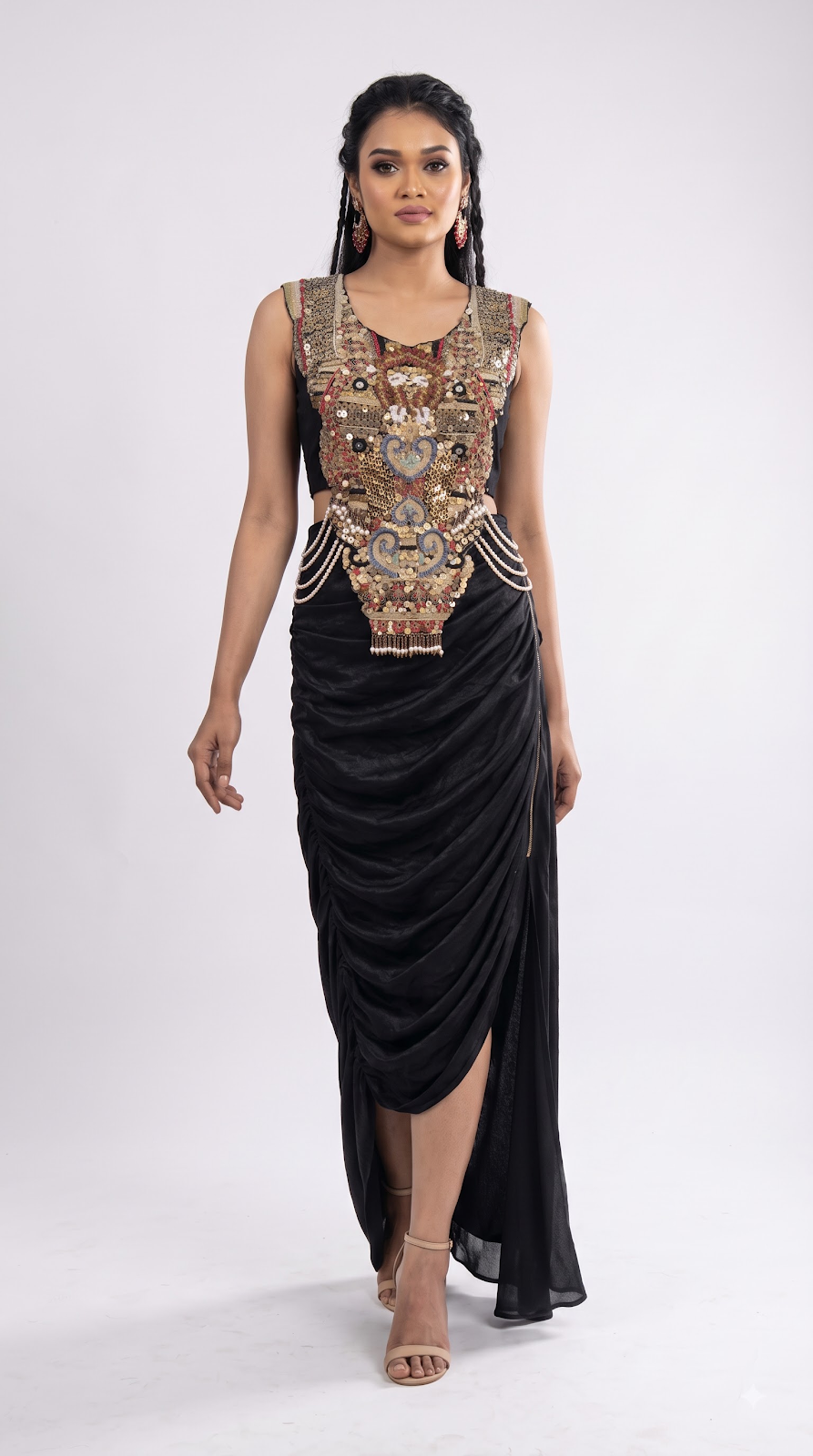 Imperial Onyx Beadwork Gown